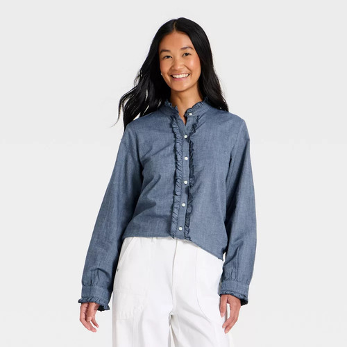 Women ruffle long - ruffle, sleeve