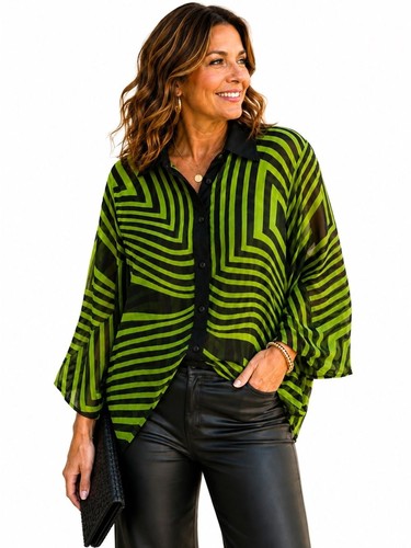 Sheer geometric blouse size - geometric,